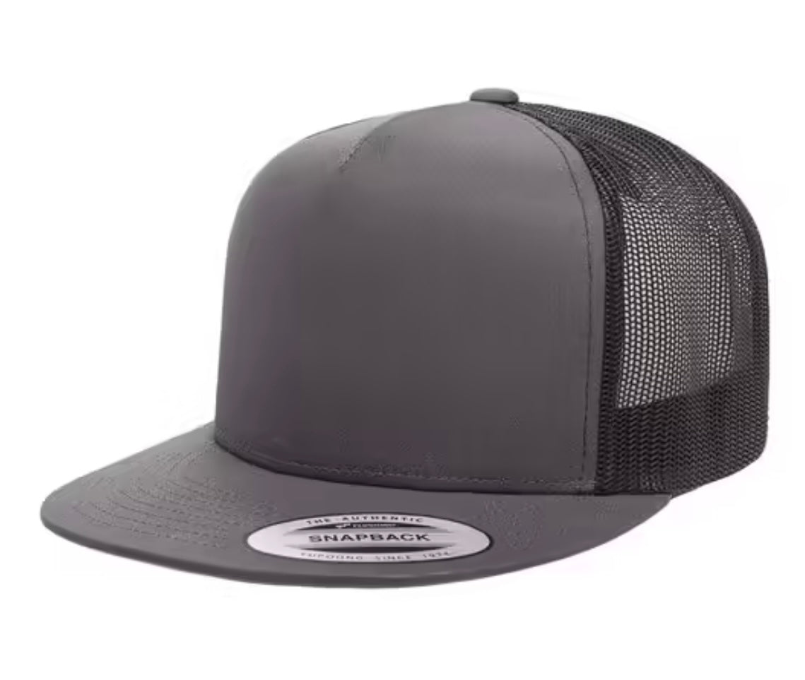Charcoal/Black - Flat Bill Trucker Hat